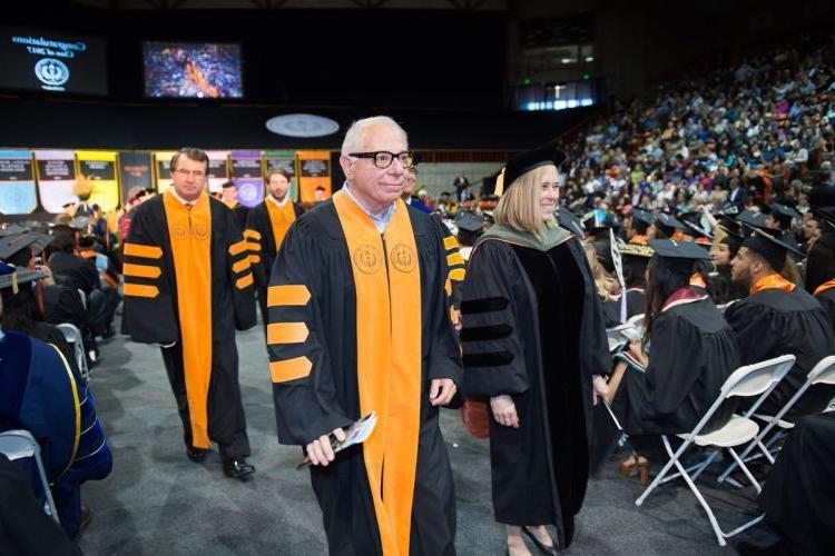 Don Shalvey celebrates commencement in 2017. 